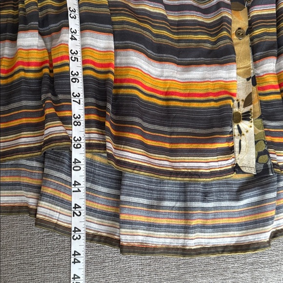 Blånk London Floral Stripe Tiered Shirt Dress Tunic Boho 3/4 Sleeve 2X Earthy - Picture 10 of 16